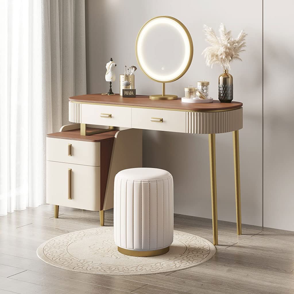 【Furniture】【BS】Roundhill Furniture Ashley Silver Wood Dresser and Stool Set, Silver