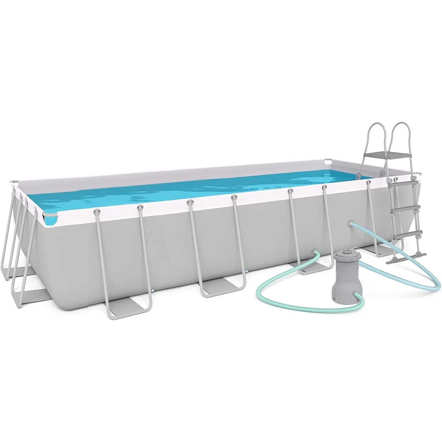Dellonda 18ft Deluxe Steel Frame Swimming Pool | Rectangular with Filter Pump DL22
